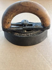 Vintage Sad Iron A.C. Williams with Wooden Handle Made in Ravenna, Ohio, USA