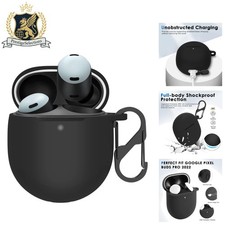 Black Silicone Case for Google Pixel Buds Pro with Anti-Lost Carabiner