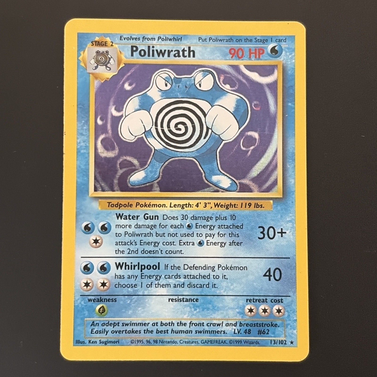 Pokemon TCG Poliwrath Base Set 13/102 Holo 1999-2000 Wizards Base Set