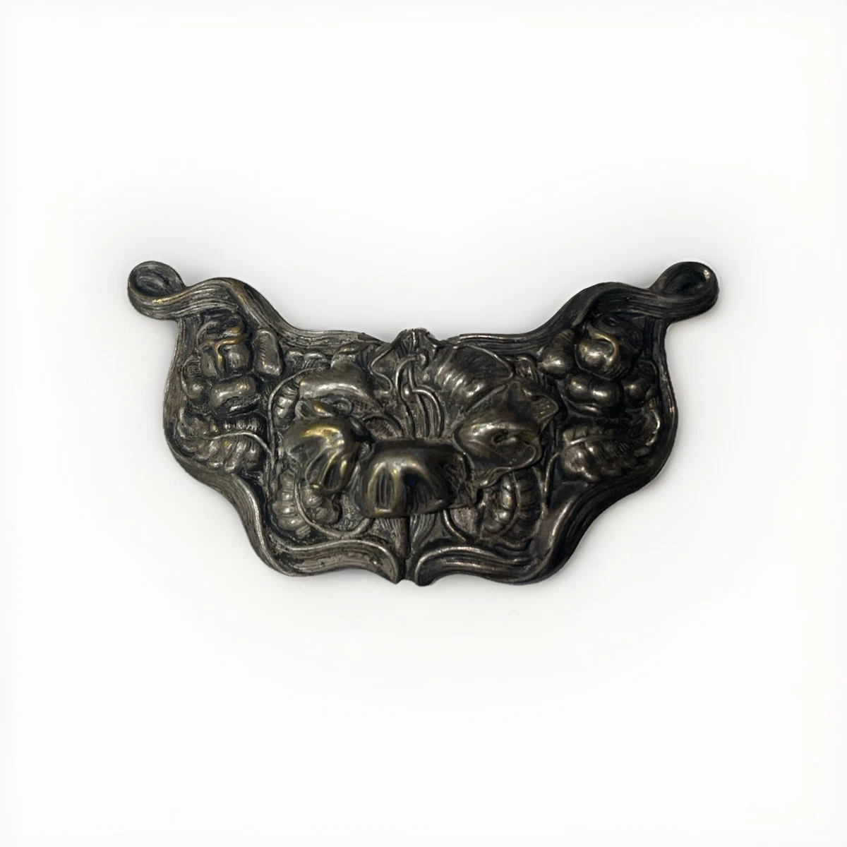 Large Art Nouveau Belt Buckle Sash Plaque Vintage Maiden Medusa Silver Plated Art Nouveau Floral Silver Belt Buckle main image 4