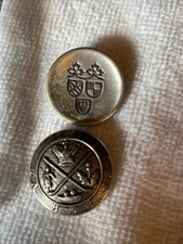 Lot Of 2 Vintage 5/8" Wide Brass Colored Shank Buttons with Crests