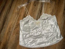 VTG Victoria  s Secret Gold Label Camisole Top Ivory Satin Sz SMALL Sequins Lace