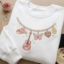 Embroidered Dolly Parton Memorial Necklace Charm Sweatshirt