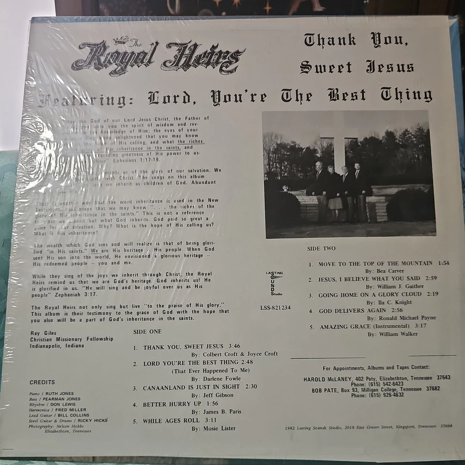 The Royal Heirs Thank You Sweet Jesus Gospel Christian Vinyl LP Record VG+ - Image 2 of 4