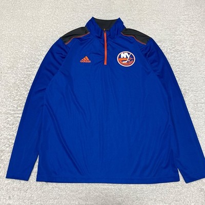 New York Islanders Sweatshirt Men Large Blue Quarter Zip NHL Hockey Adidas