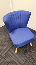 Blue Fabric Upholstered Accent Chair Padded Seat Light Wood Legs 65x55x85cm