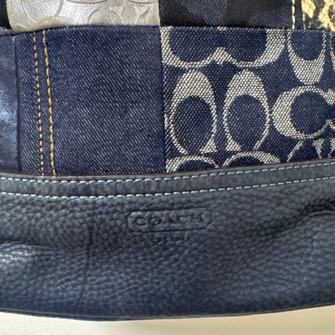 Coach Patchwork Handbag Leather Shoulder Bag Purs… - image 2