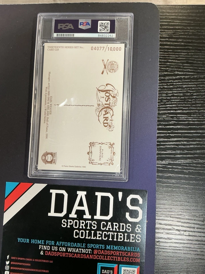 Earl Weaver Perez-Steele HOF 正品亲笔签名 PSA/DNA /10,000 Jumbo Slab — 第 2/2 张图片
