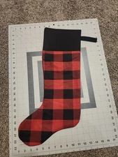 Christmas Stocking - 22 inches Tall Checkered HOMEMADE