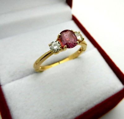 Unique Lockable Bracelet-like 14k gold Ruby and Diamond ring