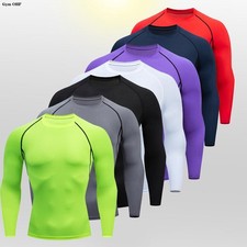 Men Long Sleeve Compression T Shirt Quick Dry Gym Fitness Running Sports Top