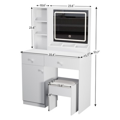 NEW Vanity Desk with Mirror & Lights with 3 Color Lighting Brightness Adjustable