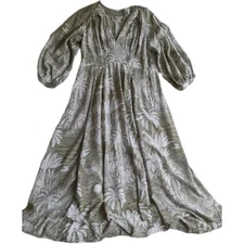 HM X Desmond Dempsey Sz  Small Viscose Linen Tropiçal Vacation Summer Maxi Dress