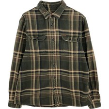Used Orvis long-sleeved heavy flannel check shirt men's size L approx.