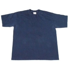 Vintage T-Shirt Pro Club Size L 90s Y2K Navy Blue Blank Tee Fabric Made USA
