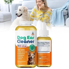 Ear Clear, Natural Dog Ear Cleaner Infection Treatment 1 oz Bottle with Dropper