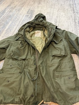 True Vintage 70s M65 Field Jacket Liner Sz M Full Zip Olive Hood