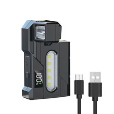 Magnetic LED Work Light USB Rechargeable Flashlight with Multi Color Side Lights