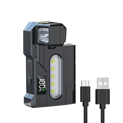 Magnetic LED Work Light USB Rechargeable Flashlight with Multi Color Side Lights