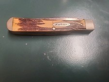 Vtg Kabar 2 Blade Folding Knife Bone Handle 4" Long