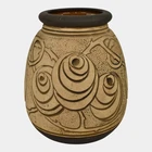 Weller Burntwood 1910 Vintage Art Pottery Brown Roses And Thorns Ceramic Vase