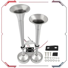 Loud Dual Electric Trumpet Marine Grade Powerful Boat Train Horn Stainless Steel