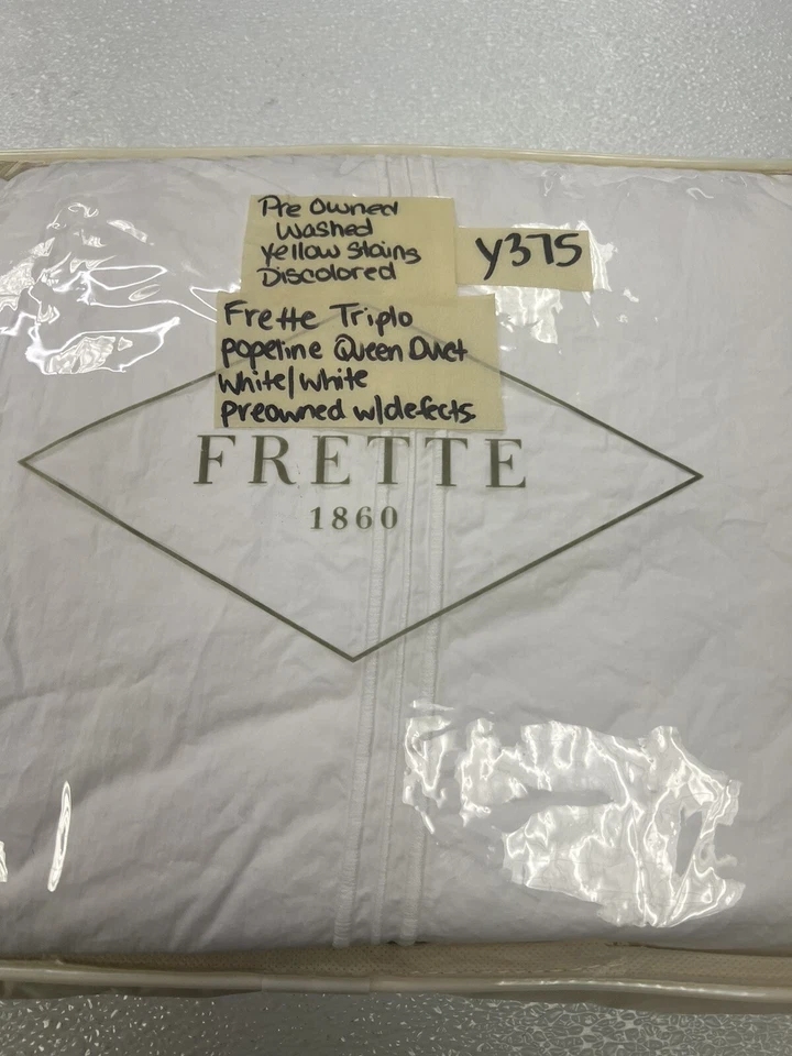 Frette Triplo Popeline Queen Duvet Cover White/White $1,250 Preowned W/defects - Image 2 of 4