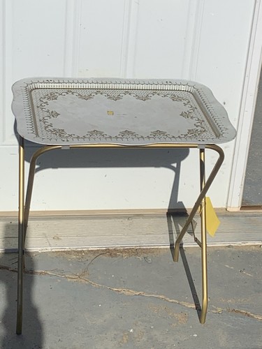 Vintage LaVada Gold/Cream Color Regal Design TV Tray MCM Entertaining - 第 2/7 張圖片
