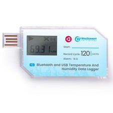 1P USB Data Logger, Temperature and Humidity w/LCD, Bluetooth & App， Single-USE