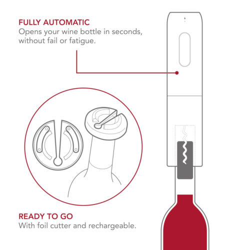 Electric Wine Opener with Foil Cutter – Effortless and Rechargeable Cork Remover - Picture 6 of 7