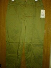 A New Day Womens Sz 8 Olive Green High Rise Straight Leg Ankle Pants Cotton New