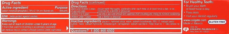 6x Packs Colgate Sparkling White Mint Zing Fluoride Gel Toothpaste | 2.5oz