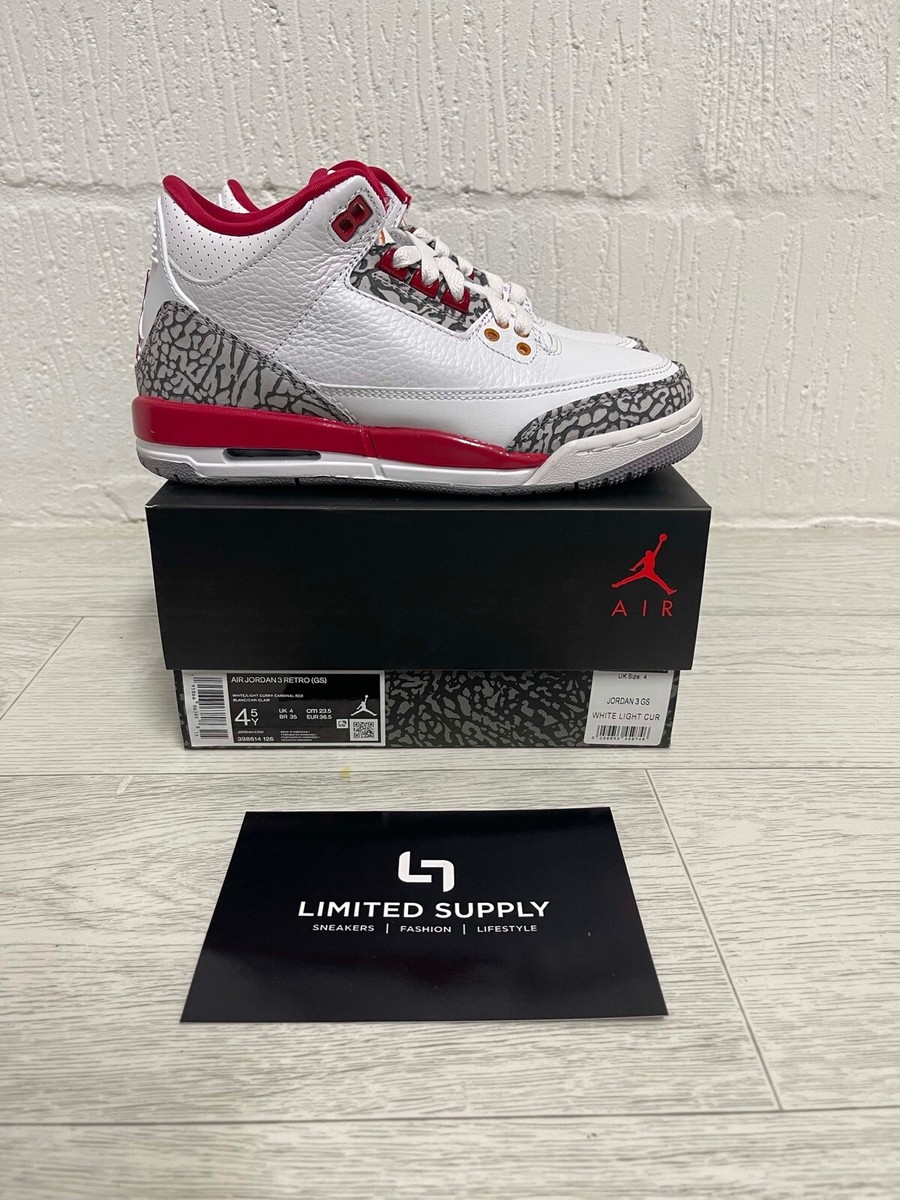 JORDAN 3 RETRO CARDINAL GS UK 4 US 4.5 398614-126 | eBay 