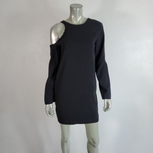 IRO Breen Black Cold Shoulder Dress FR 36 US Size 4 Small Long Sleeve NWT - Picture 2 of 12
