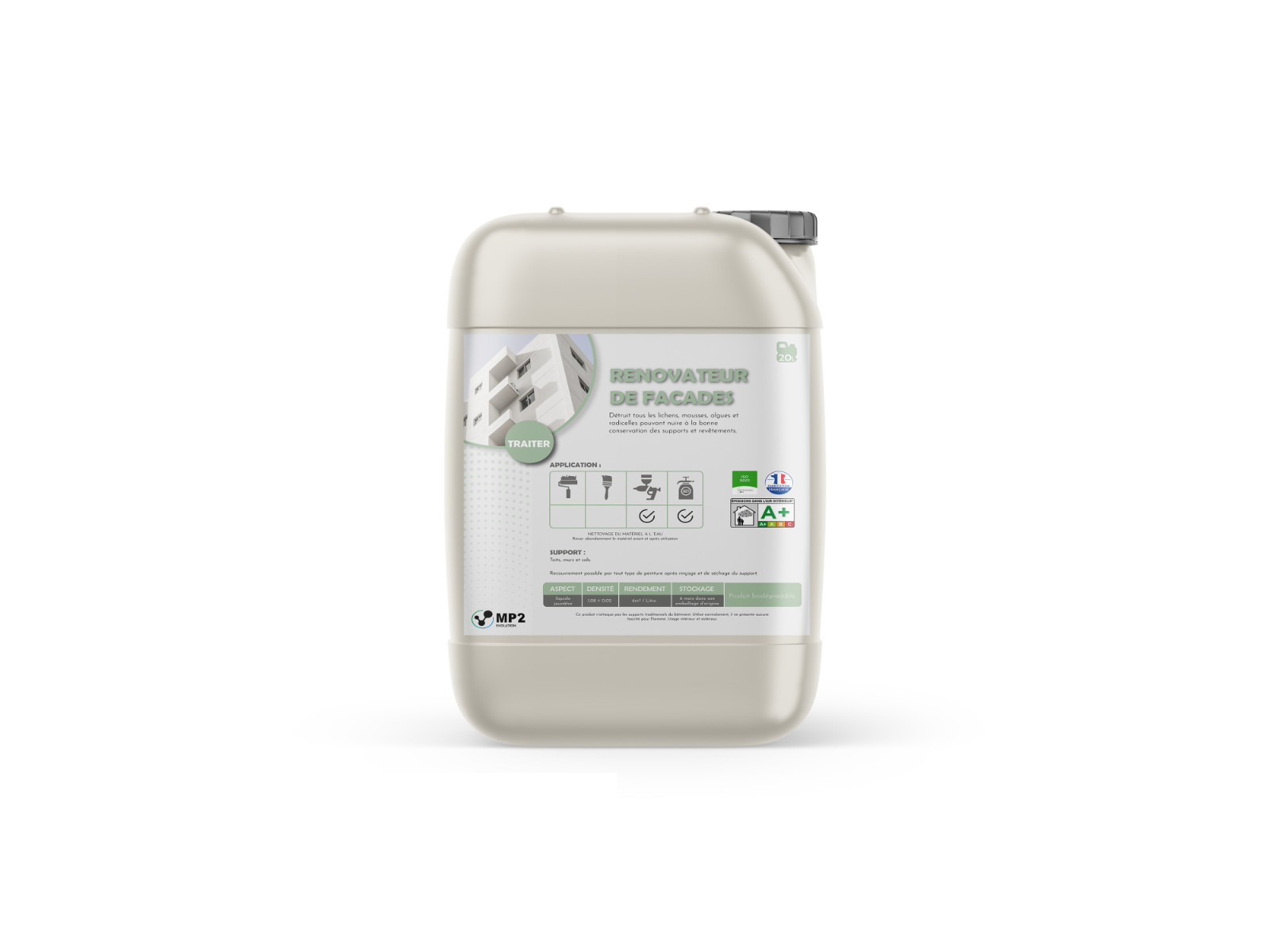 MP2 RGD EVO Nettoyant Rénovateur Façades 20 L liquide pour mur et crépi