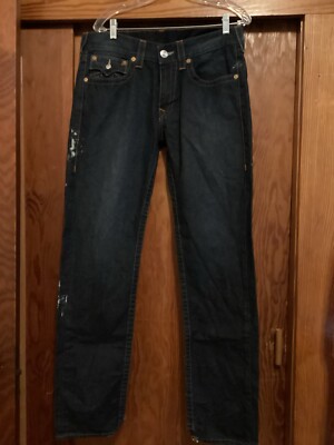 True Religion World Tour Section Distressed Skinny Flat Pocket Jeans 33x33