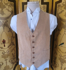 Men's Vintage Classic Beige Corduroy Vest SzS/M 38 1980s