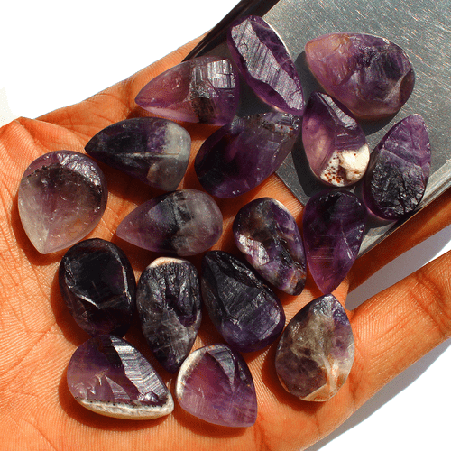 17 Pcs Natural Brazilian Amethyst Raw Face 19mm-24mm Pear Druzy Loose Gemstones - Picture 13 of 14