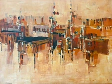 EFRAIM MODZELEVICH (1931-1995), Huge Oil on Canvas , Abstract  Landscape, Signed