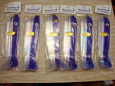 6 NIP O'KI TACKLE KINGFISHER II 13'' SALMON/TROUT TROLLING FLASHERS-PURPLE KNIGHT