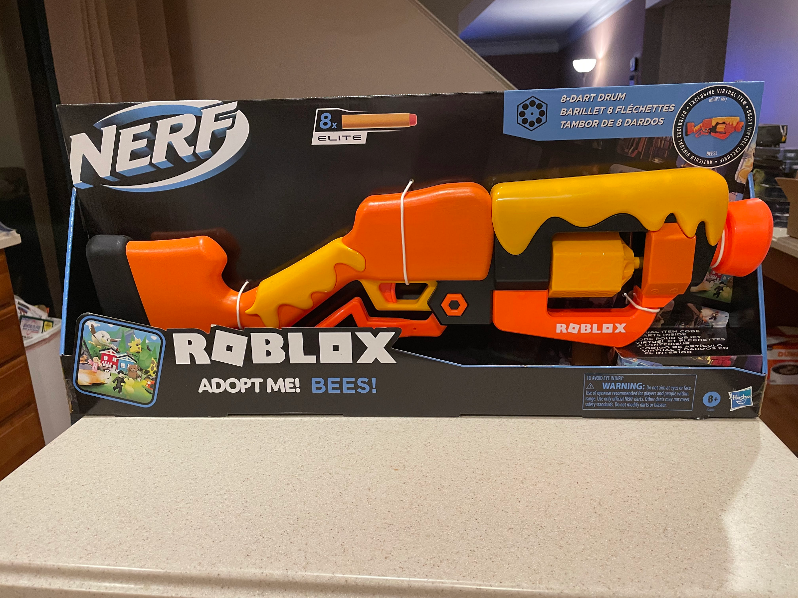 NERF Roblox Adopt Me!: BEES! 8 Dart Drum Blaster Gun with Virtual