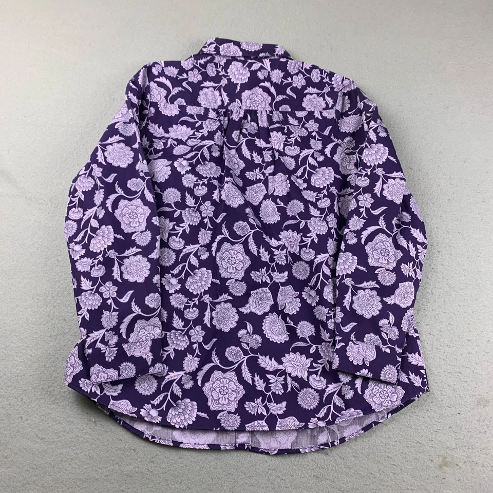 Roamans 衬衫女式 14W 紫色花卉长袖纽扣衬衫上衣 — 第 3/4 张图片