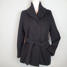 Aritzia Wilfred Wool Cashmere Coat Peacoat M Black Belt