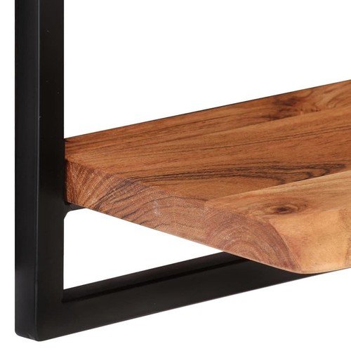 Wall Shelf Set of 2 Natural wood, Black Solid acacia wood, Steel - Picture 5 of 11