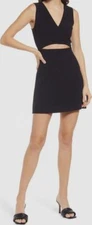 $148 French Connection Womens Black V-Neck Cutout Sleeveless A-Line Dress Size 4