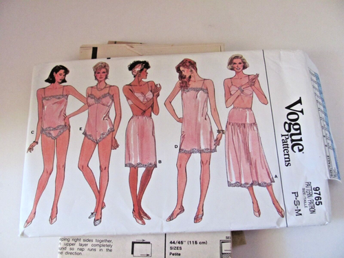 Vintage Vogue Pattern Undergarment Slips Lingerie 1986 Sz P S M Uncut