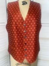 Vintage Riku Trachten Travira Red Austrian Best Brass Buttons Women's Vest Large