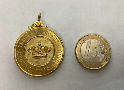 Médaille Travail et Progrès - Arbeid En Vooruitgang En Métal Couleur Or - Photo 1/2