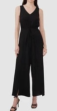MSK Women's Black Sleeveless Wrap Tie Wide Leg Jumpsuit Size L