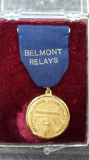 Vintage 1966 Belmont Mass. Award Medal Running Track and Field Relays Brass
